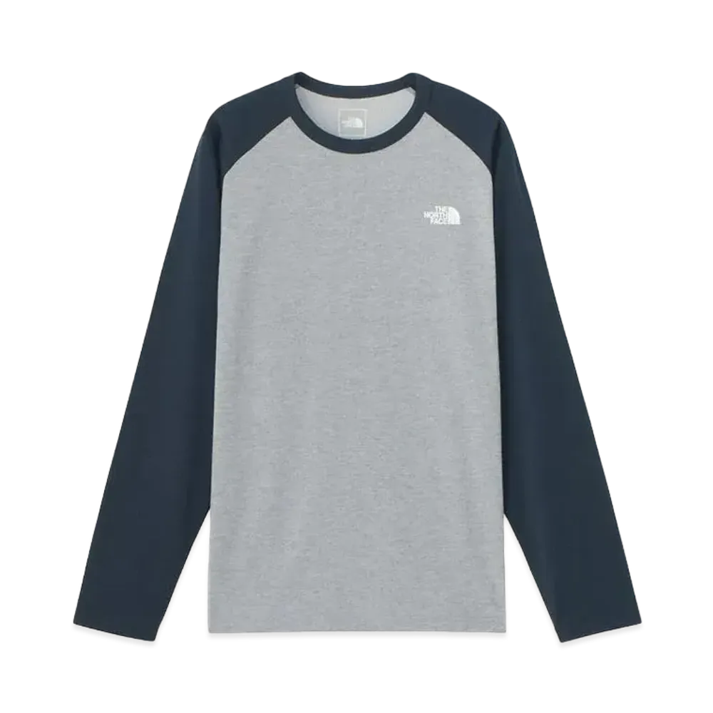 The North Face Longsleaf Baseball Nuptse Tee "Mixed Gray x Urban Navy"