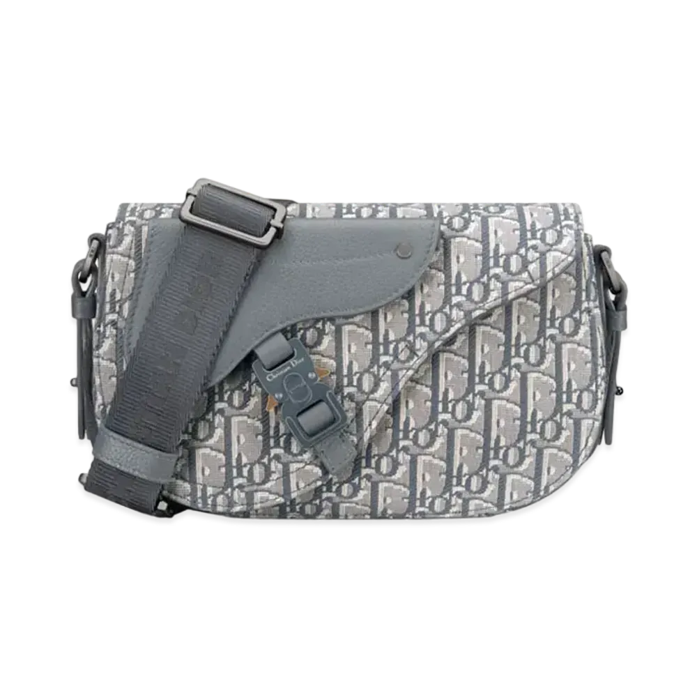 Dior Saddle Messenger Bag Dior Oblique Jacquard and Grained Calfskin "Deep Gray"