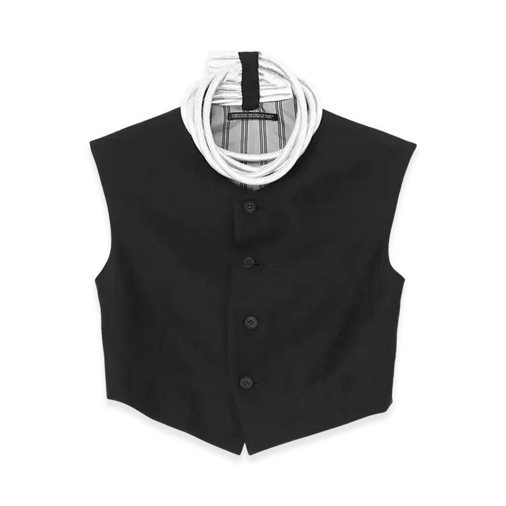 Yohji Yamamoto High Twisted Gabardine Basic Vest "Black"
