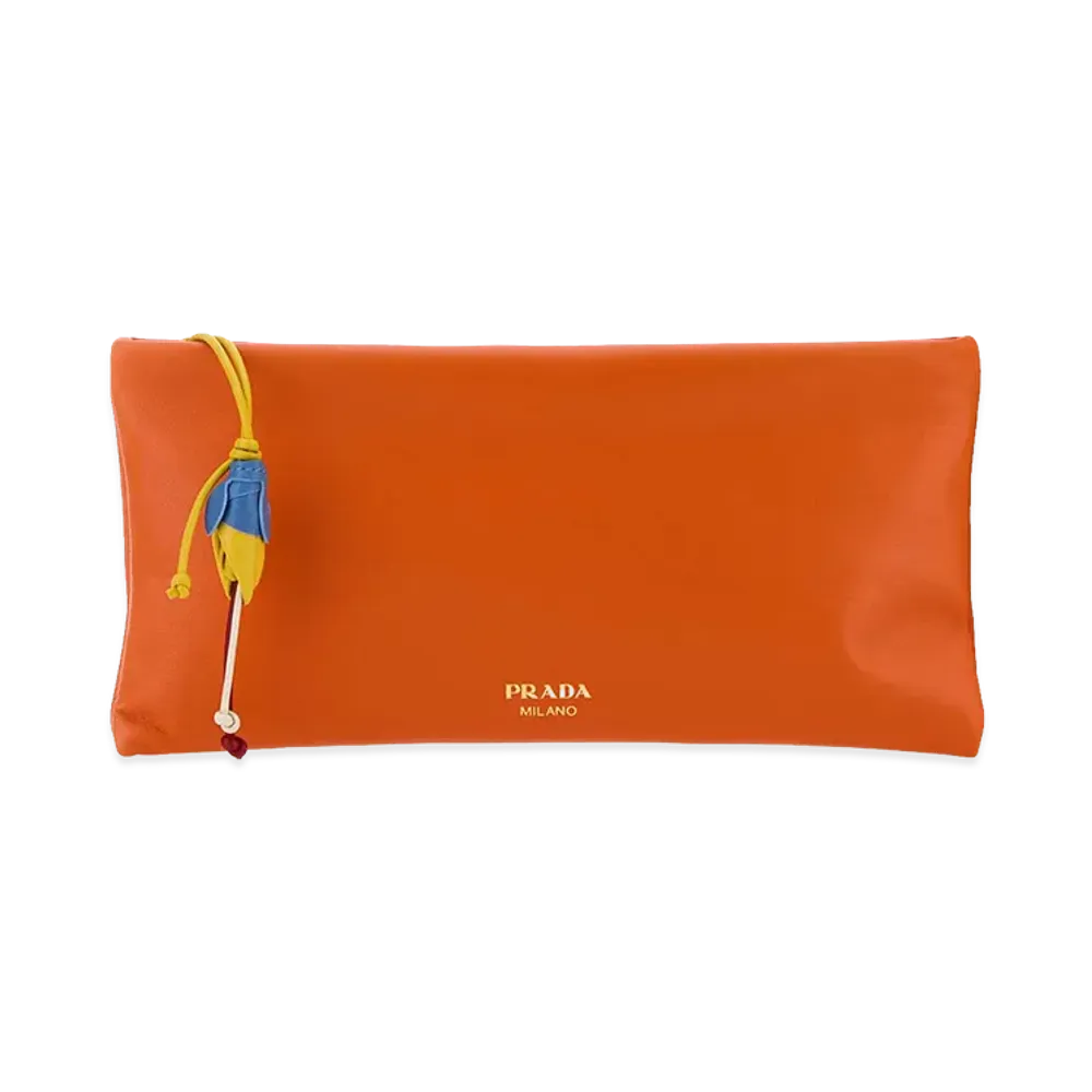 PRADA Wonen's Nappa Leather Pouch "Orange"