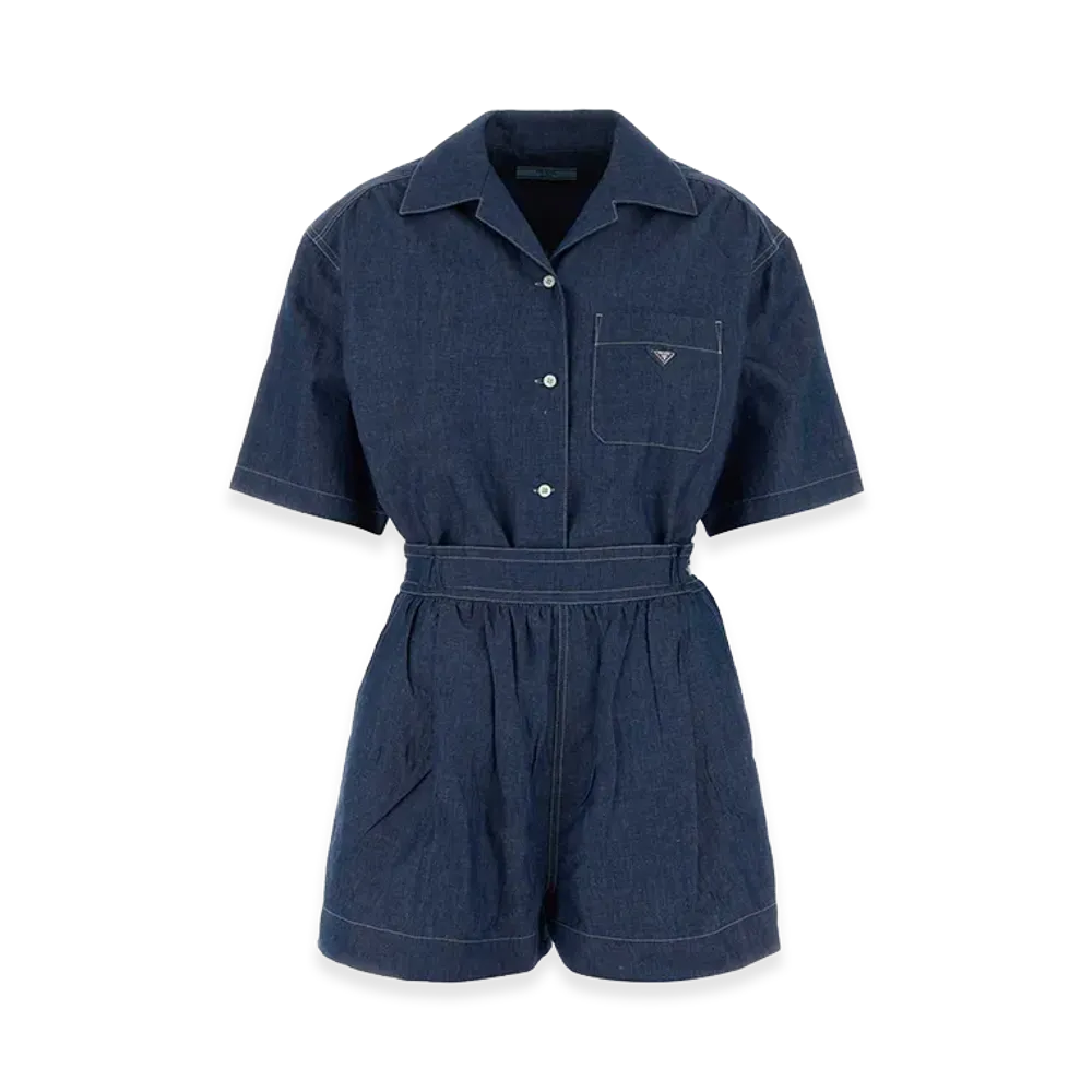 PRADA Women's Chambray Jumpsuit "Blue"