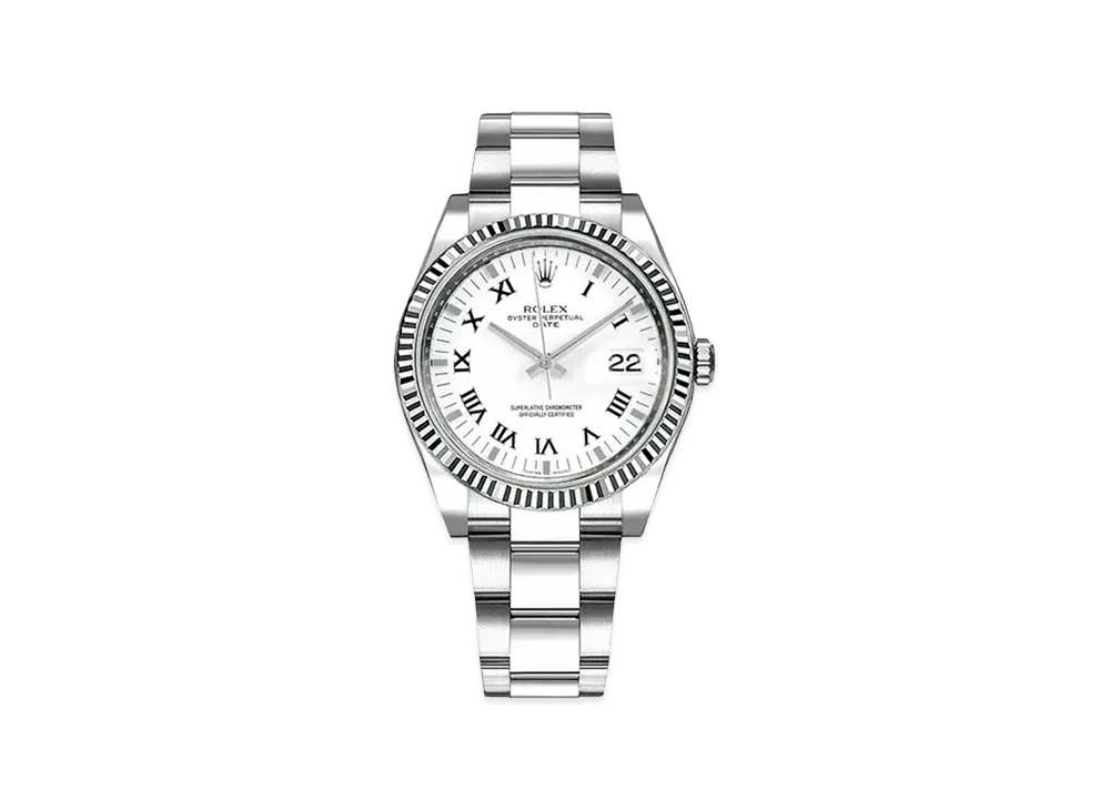 ROLEX Oyster Perpetual Date "White Roman/Stainless Steel/White Gold"
