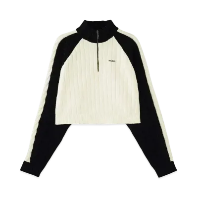 X-Girl Striped Sleeve Half Zip Knit Top "Black"