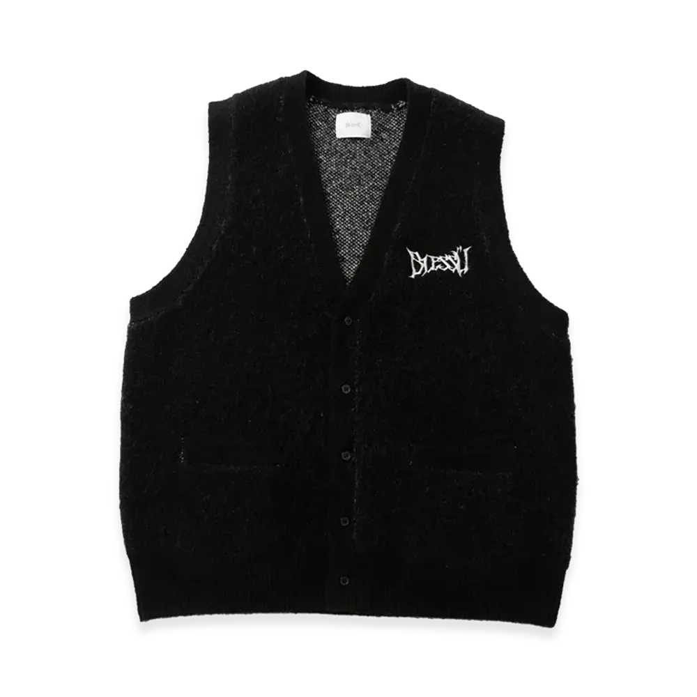 BLESS U Shaggy Knit Vest "Black"