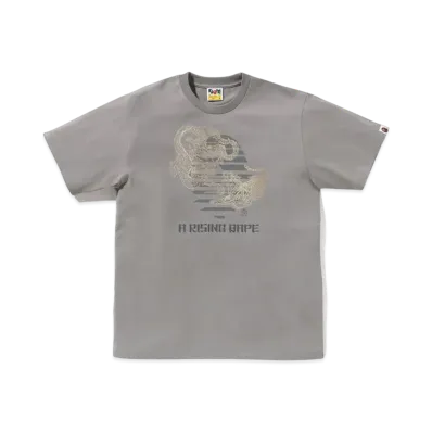 A RISING BAPE Tiger And Dragon Ape Head Tee "Gray"