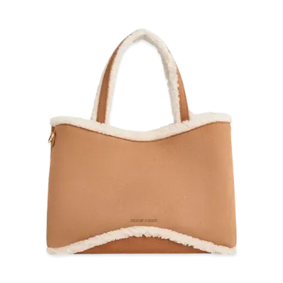 CHARLES & KEITH Civil Textured Fur-Trimmed Tote Bag "Multi"