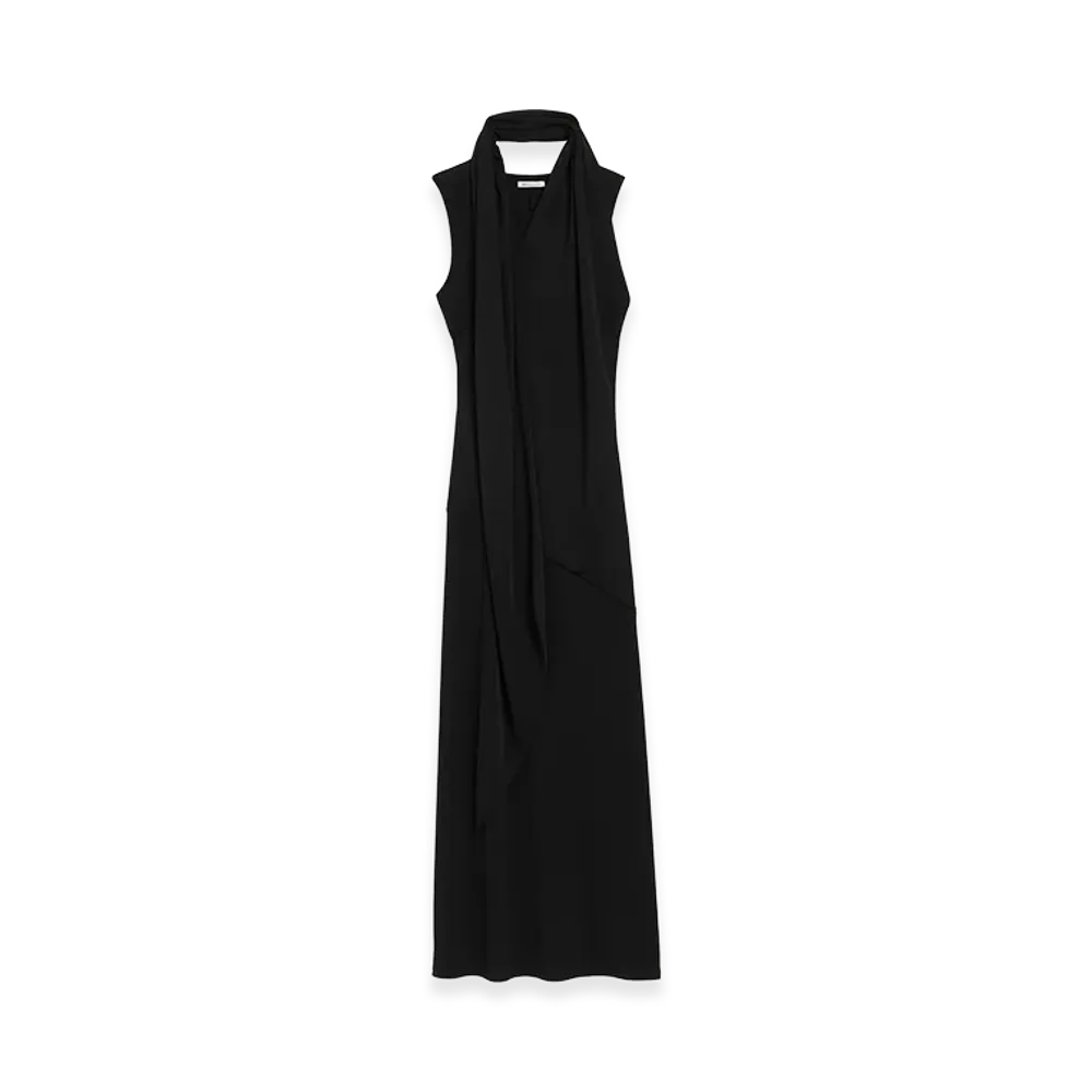 AMI PARIS Jersey Maxi Lavalliere Dress "Black"