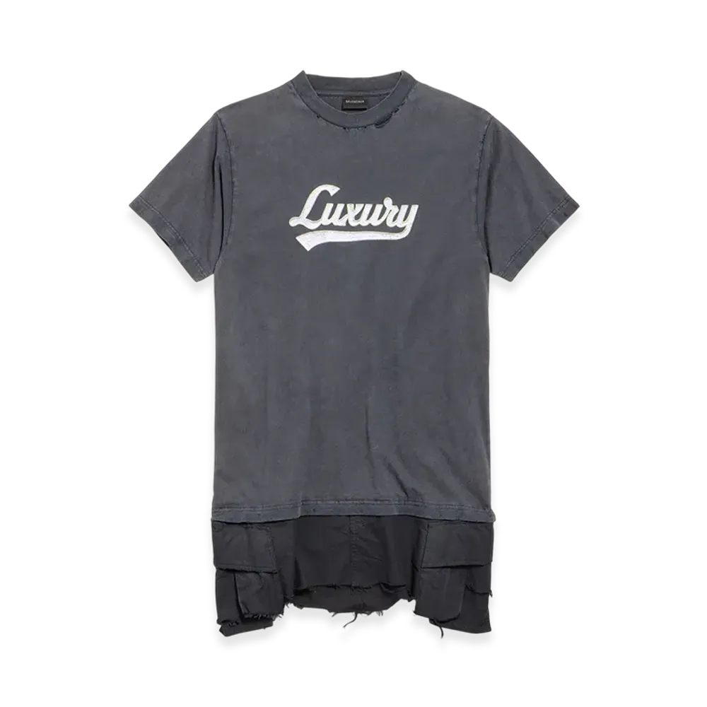 BALENCIAGA Luxury Script Hybrid T-shirt Cargo Dress "Black"