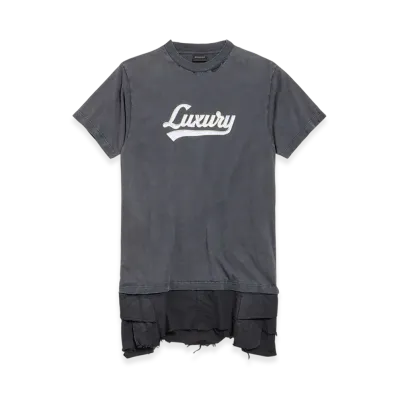 BALENCIAGA Luxury Script Hybrid T-shirt Cargo Dress "Black"