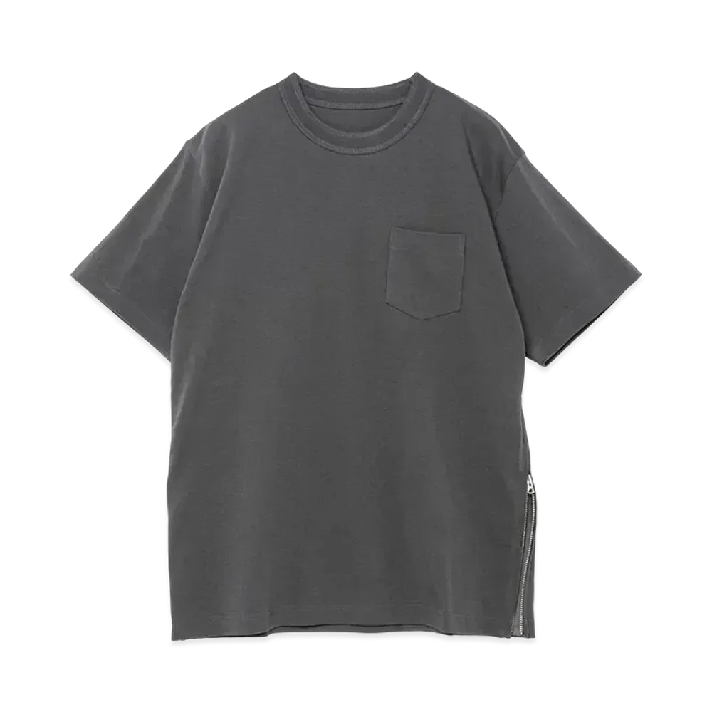 サカイ サイド ジップ コットン Tシャツ "チャコールグレー"