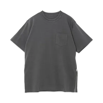 sacai Side Zip Cotton T-Shirt "Charcoal Gray"