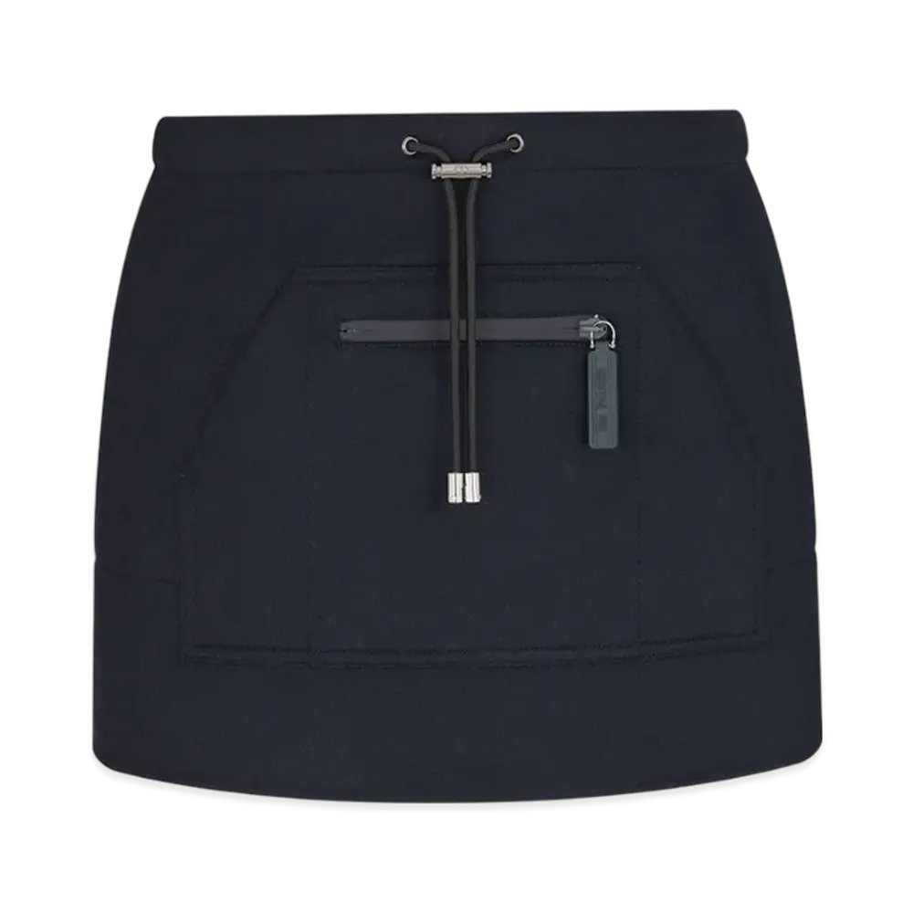 Dior Women's Double Sided Virgin Wool and Rabbit Fur Blend Felt Skort "Navy Blue"