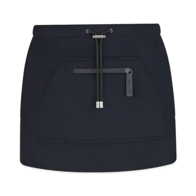Dior Women's Double Sided Virgin Wool and Rabbit Fur Blend Felt Skort "Navy Blue"