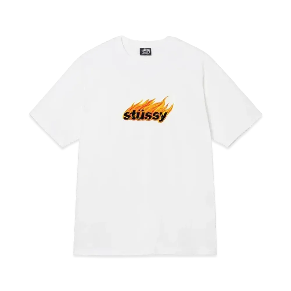 Stussy FLAMES TEE "White"