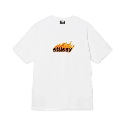 Stussy FLAMES TEE "White"