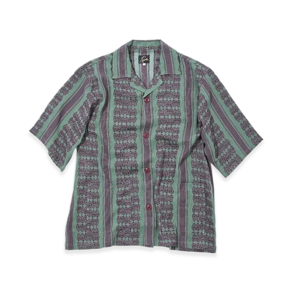 NEEDLES Papillon Stripe Dobby Cabana Shirt "Green/Purple"