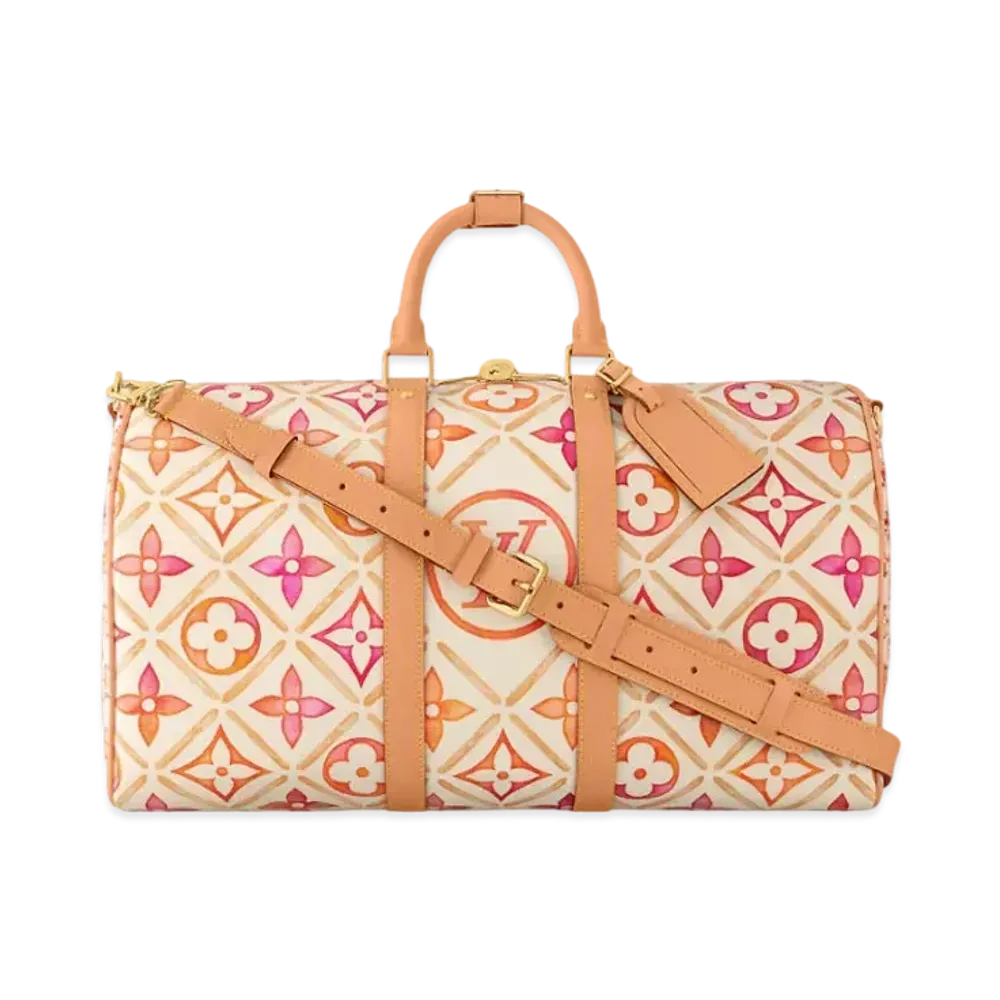 Louis Vuitton Keepall Bandouliere 45 Monogram Tiles Canvas "Coral"