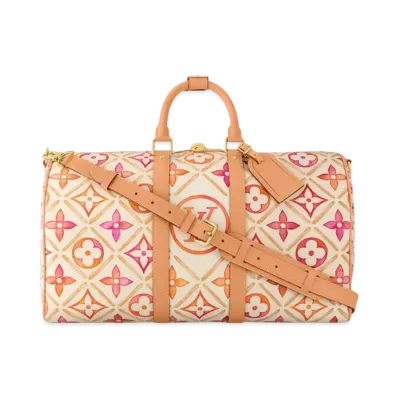 Louis Vuitton Keepall Bandouliere 45 Monogram Tiles Canvas "Coral"