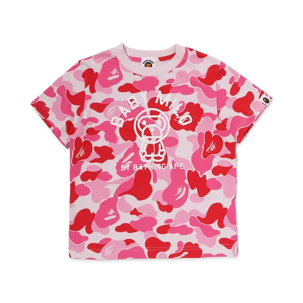 A BATHING APE Kids ABC Camo Baby Milo College Tee "Pink"