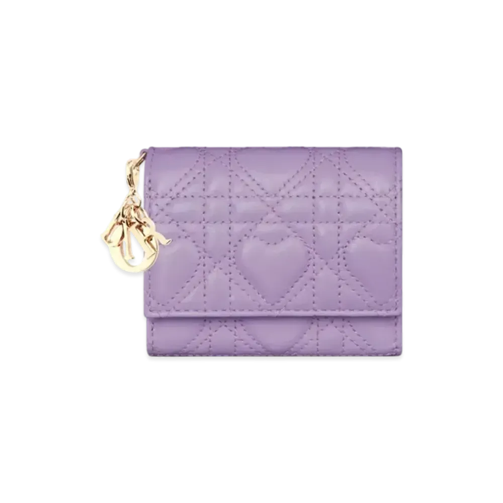 Dior Lady Dior Lotus Wallet Cannage Lambskin Japan Exclusive "Lilac"