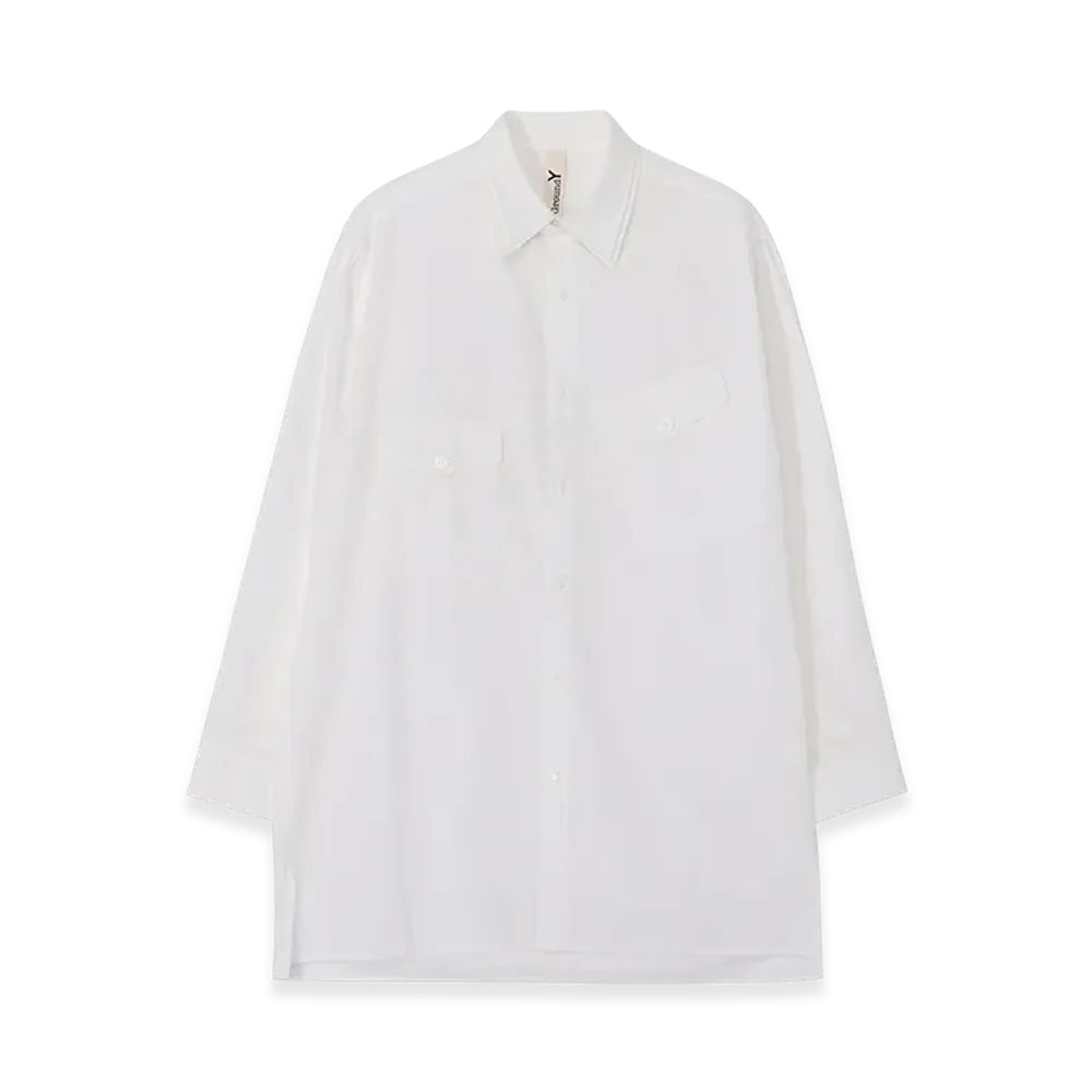 Ground Y Cotton Broad Double Collar Slanted Pocket Shirt "White"