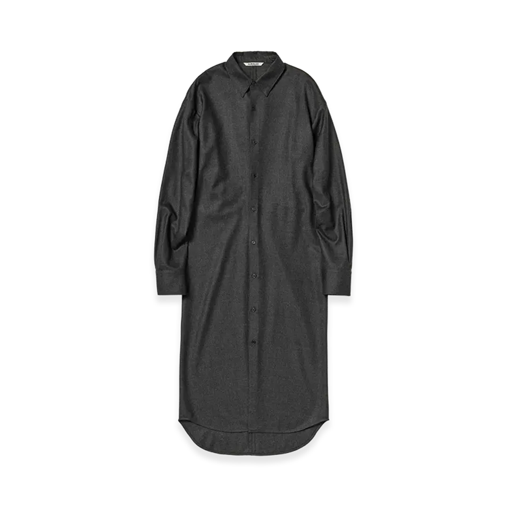 AURALEE Women's Super Light Wool Shirt Dress "Top Charcoal"