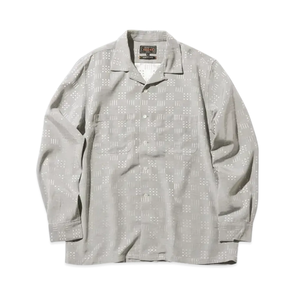 BEAMS Open Collar Shirt Jacquard "Gray"