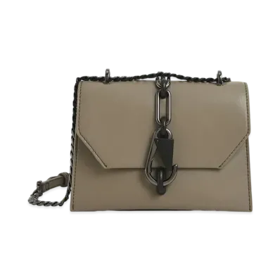 CHARLES & KEITH Metallic Accent Turnlock Crossbody Bag "Taupe"