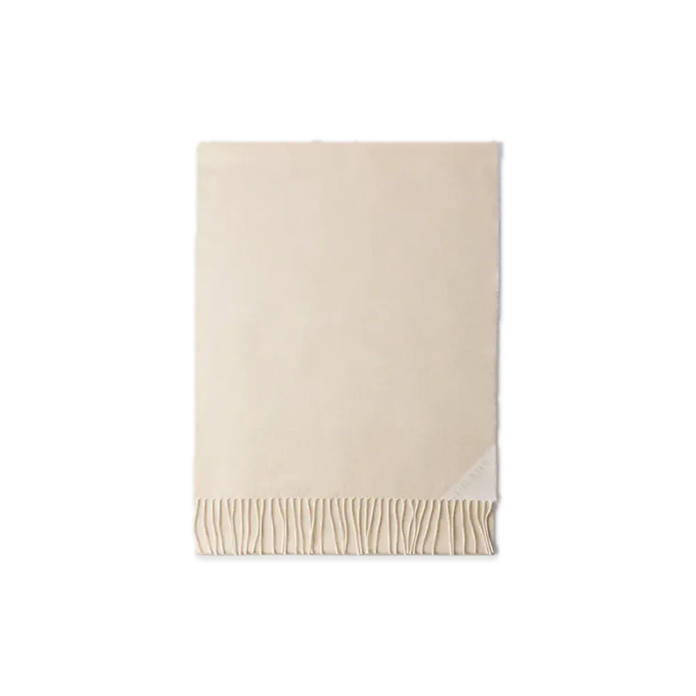 PRADA Jacquard Evening Silk x Cashmere x Lure x Scarf "Gold/White"