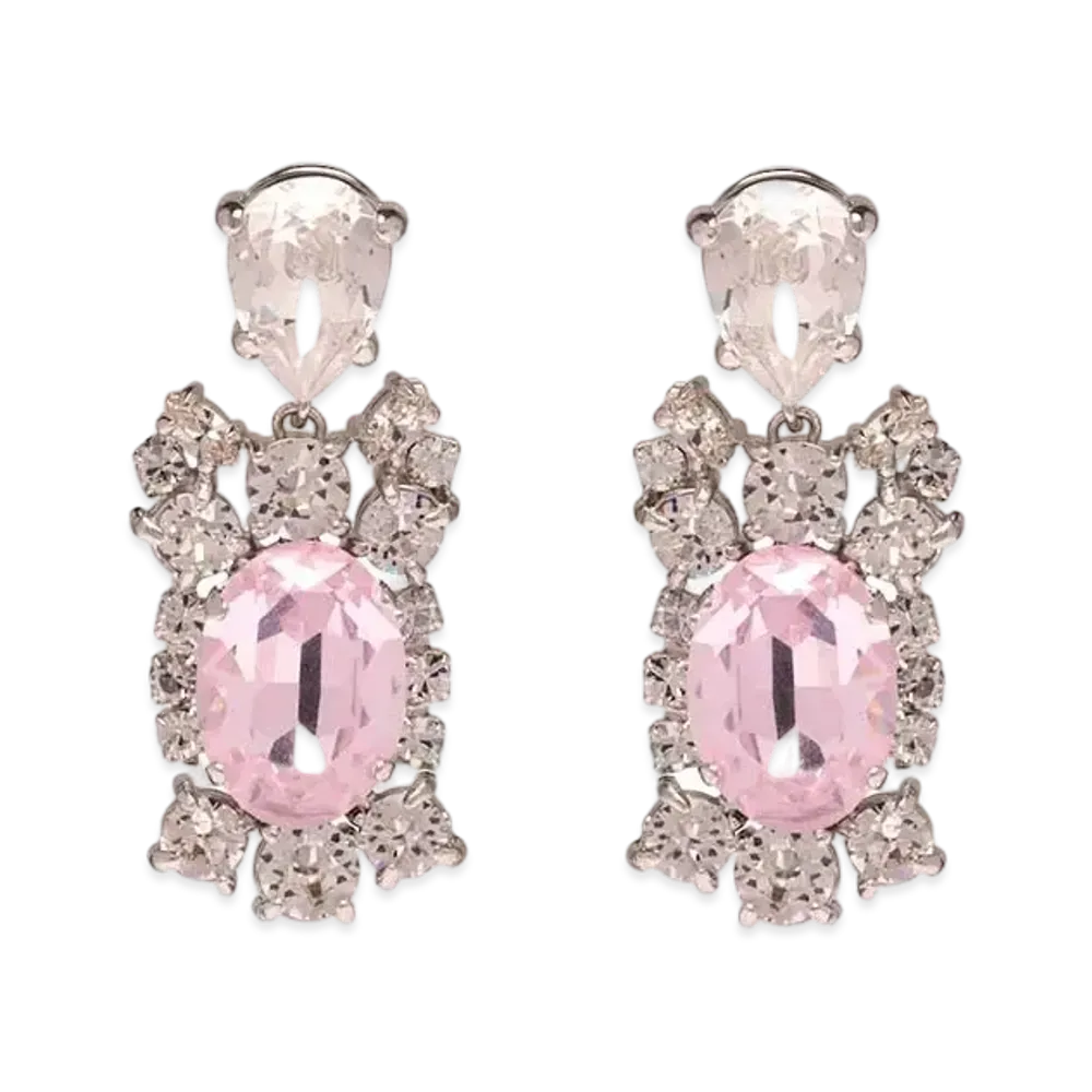 MIU MIU Crystal With Pendant Earrings "Light Rose/Crystal"