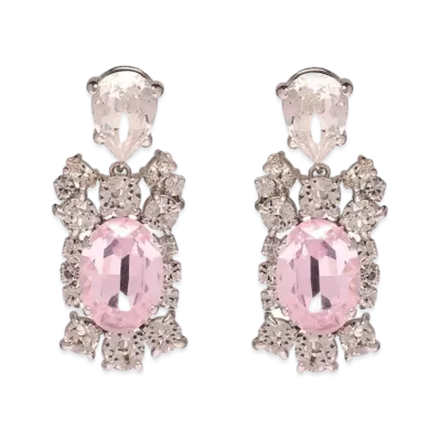 MIU MIU Crystal With Pendant Earrings "Light Rose/Crystal"