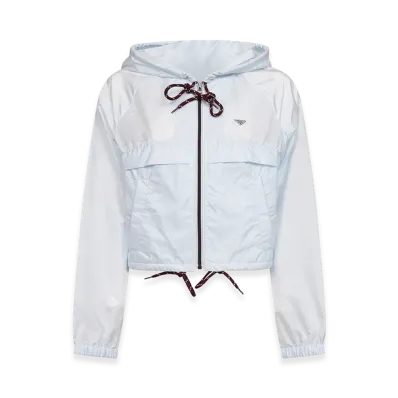 PRADA Women's Re-Nylon Feather Crop Jacket "Lightblue"