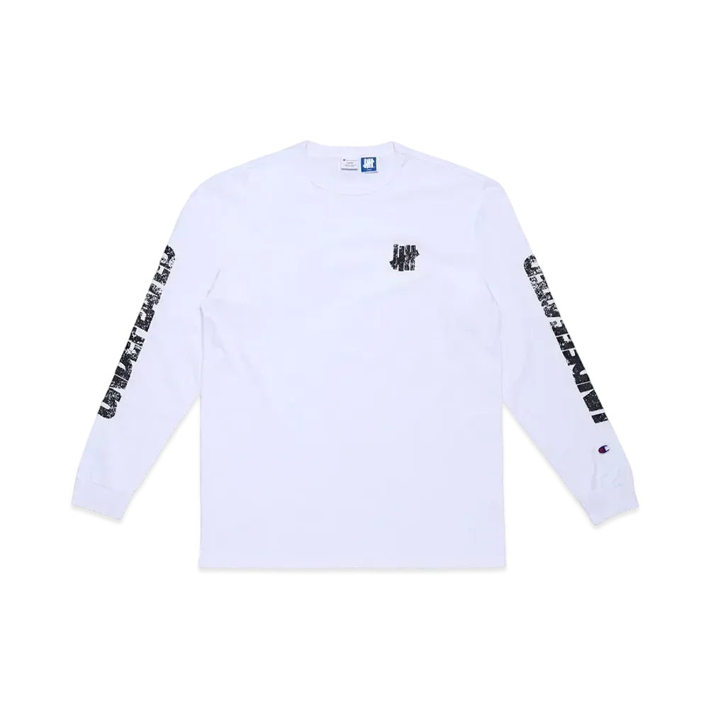UNDEFEATED CHAMPION DISTRESSED LOGO LS TEE - C8-V405 "White"