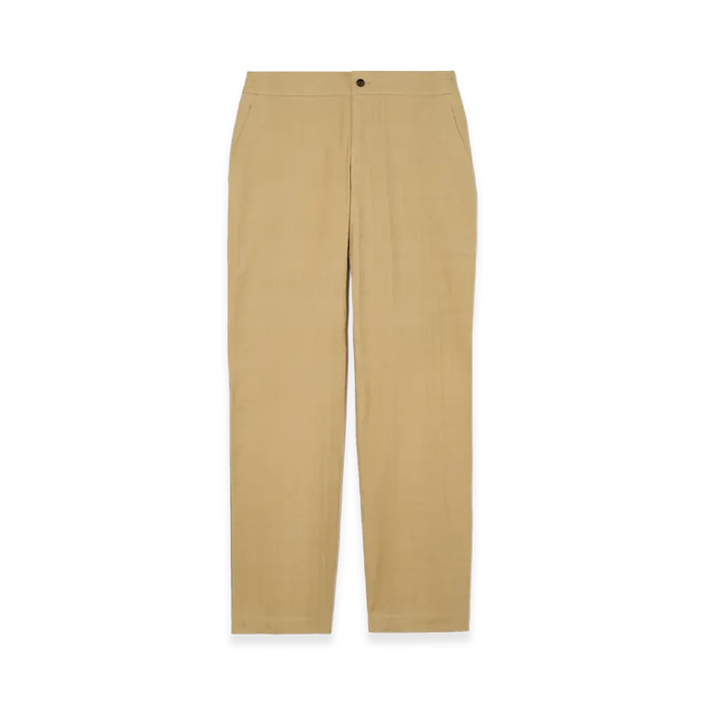 Burberry Textured Check Cotton Trousers "Sandstorm Beige"