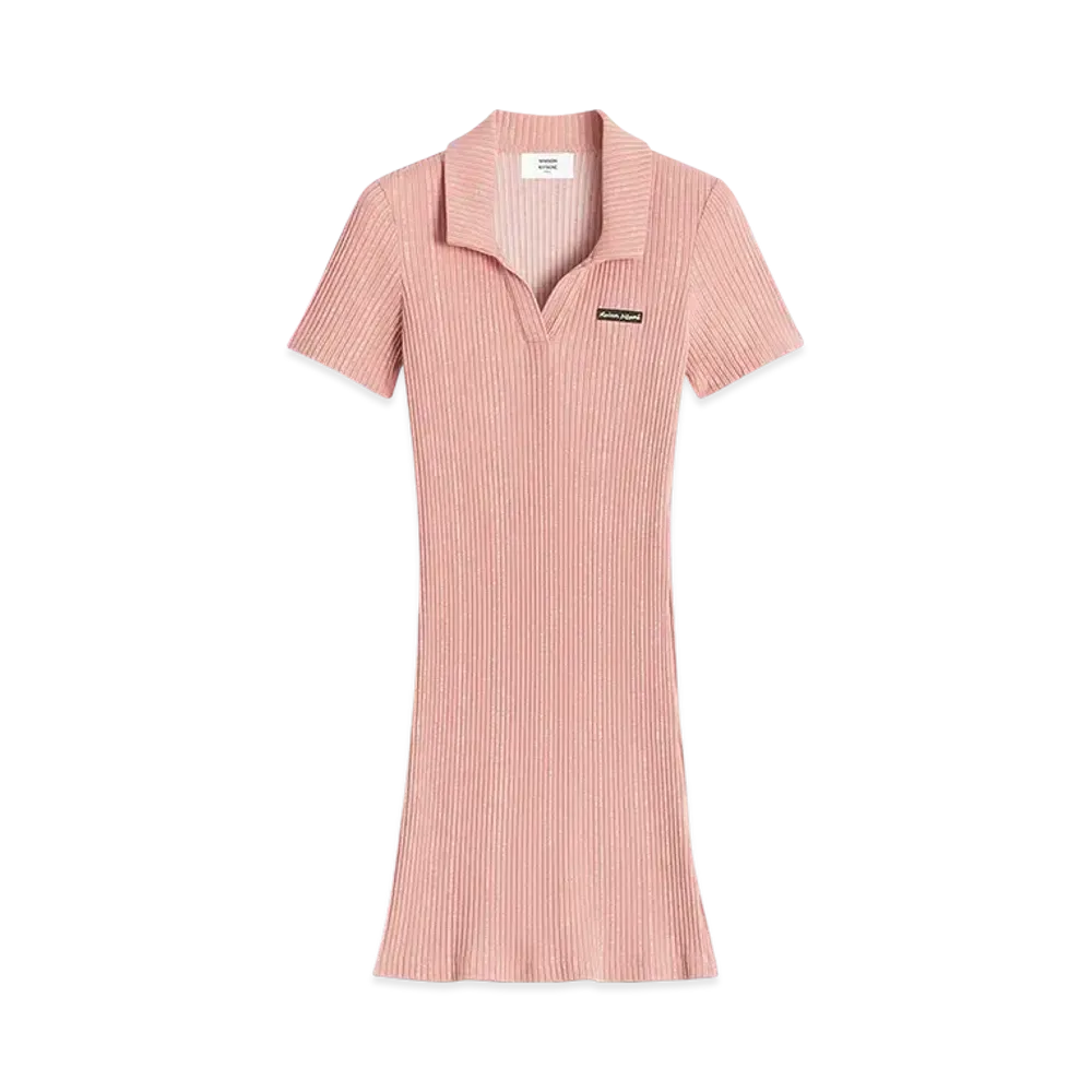 Maison Kitsune Handwritten Label Rib Polo One Piece "Porcelaine Pink"