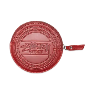 Stussy Surf Dot Leather Pouch "Fire Red"