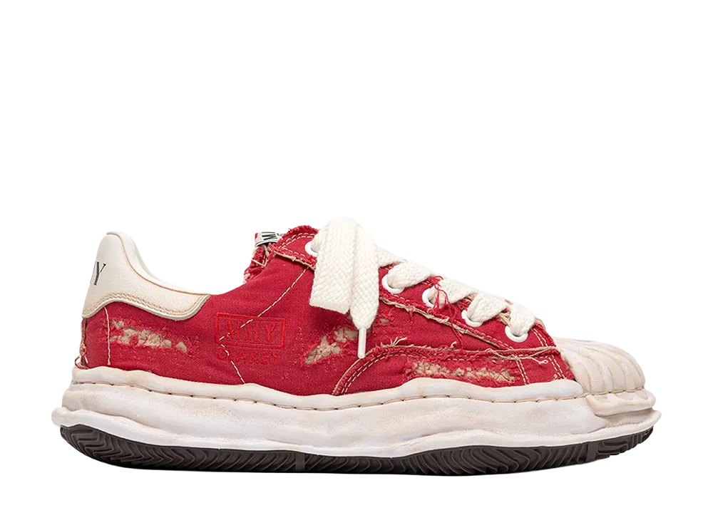 Maison MIHARA YASUHIRO BLAKEY OG Sole Ripped Overdye Canvas Low-top Sneaker "Red"