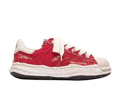 Maison MIHARA YASUHIRO BLAKEY OG Sole Ripped Overdye Canvas Low-top Sneaker "Red"