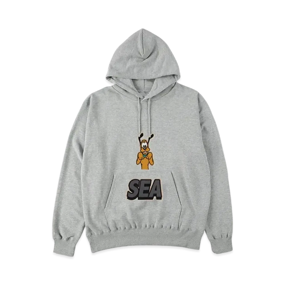 WIND AND SEA x Disney Pluto Front Pocket Hooded Sweat Shirt "Gray"