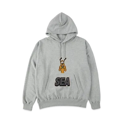 WIND AND SEA x Disney Pluto Front Pocket Hooded Sweat Shirt "Gray"