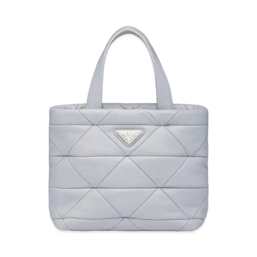 PRADA System Nappa Leather Patchwork Tote "Blue"