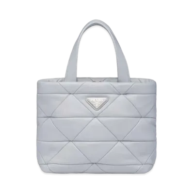 PRADA System Nappa Leather Patchwork Tote "Blue"