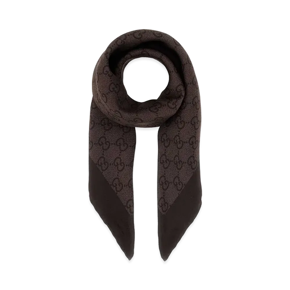 GUCCI Women's Printed Silk Foulard "Brown"