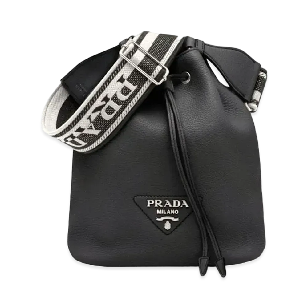 PRADA Leather Bucket Bag "Black"