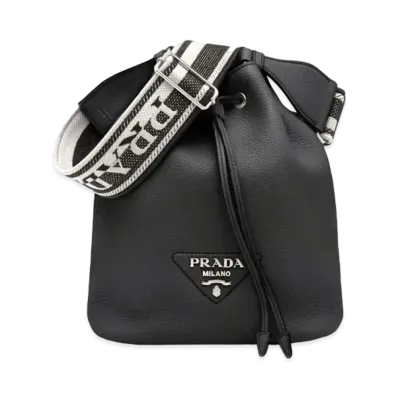 PRADA Leather Bucket Bag "Black"