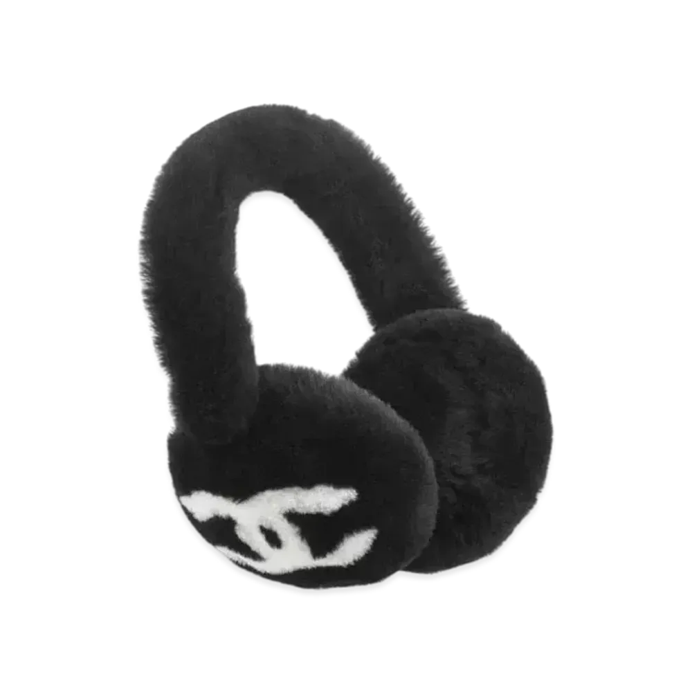 CHANEL Earmuffs Shearling Lambskin "Black/White"