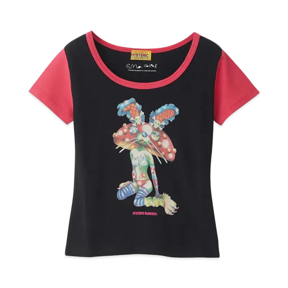 HYSTERIC GLAMOUR Emma/Lazy Mushroom Chibi T-Shirt "Black"