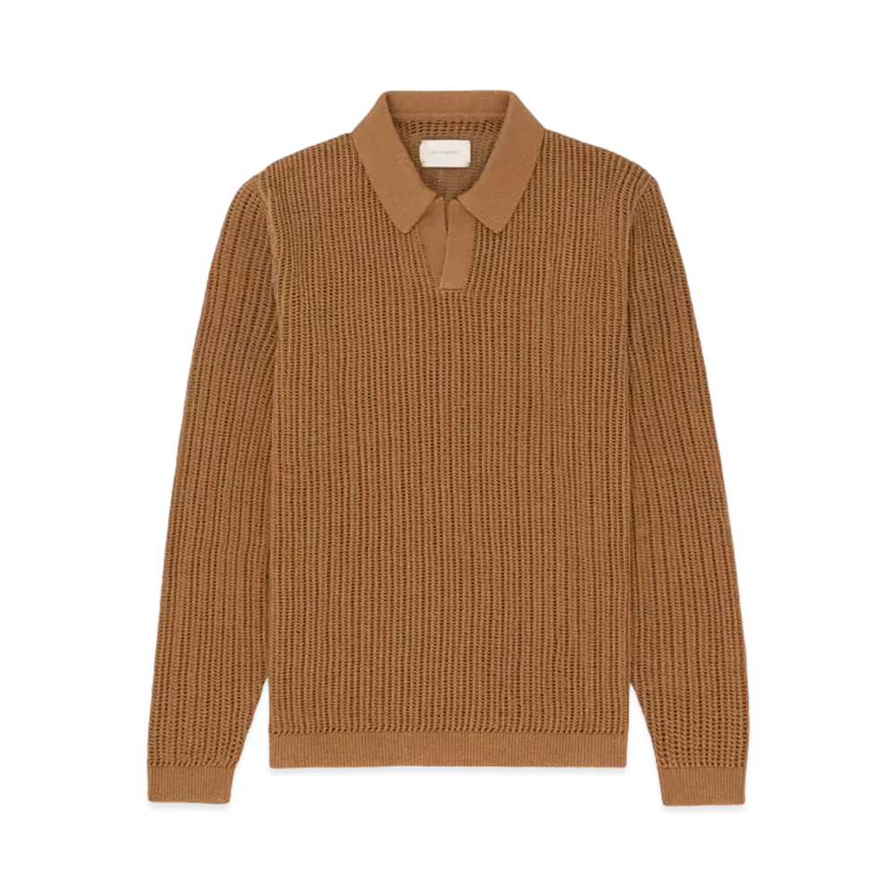 Aime Leon Dore Long-Sleeve Mesh Knit Polo "Brown"