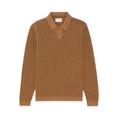 Aime Leon Dore Long-Sleeve Mesh Knit Polo "Brown"