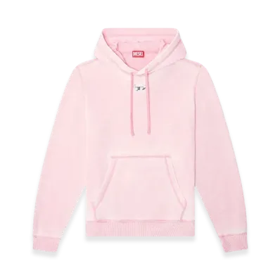 Diesel S-Ginn-Hood-Pak Burnout Hoodie With Metal-Look Logo "Pink White"
